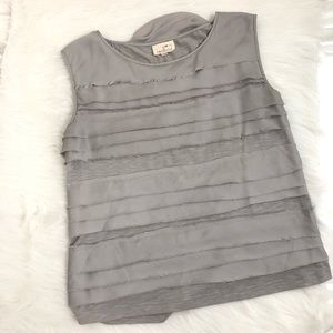 Anthropologie red bird layered silver/gray Top